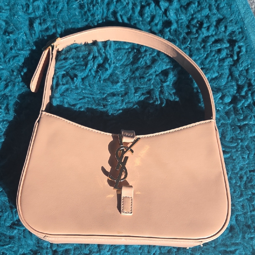 Light Pink Shoulder Bag YSL Gold Buckle.